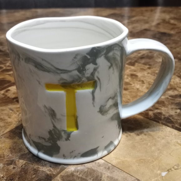 Anthropologie Other - Anthropologie Marbled Monogram "Letter T" Mug